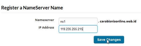 proses register nameserver di whmcs client area pusathosting
