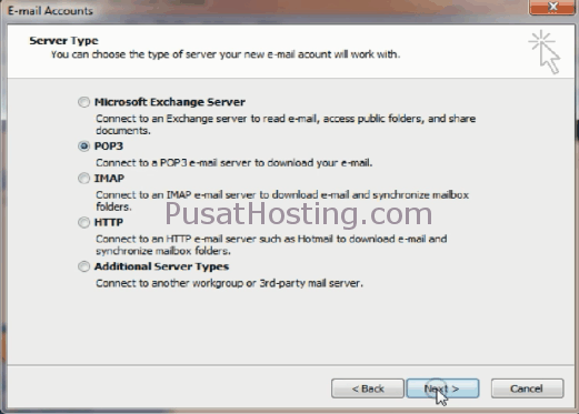 setting email outlook 2003 pilih pop3